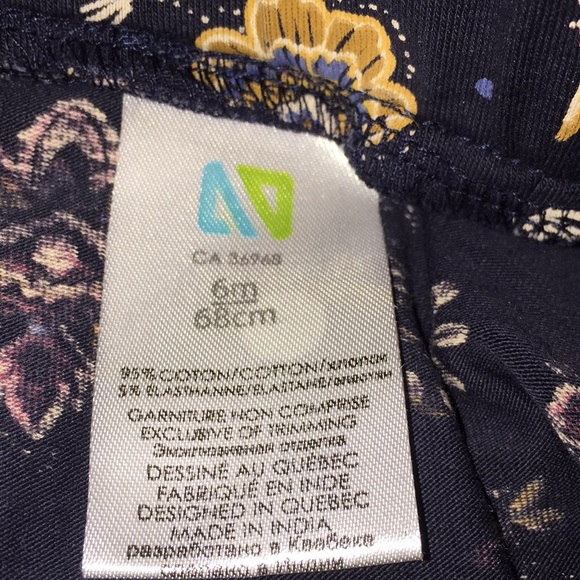 Nano Infant Girls Jersey Pants Size 6 Months Floral - Picture 7 of 10